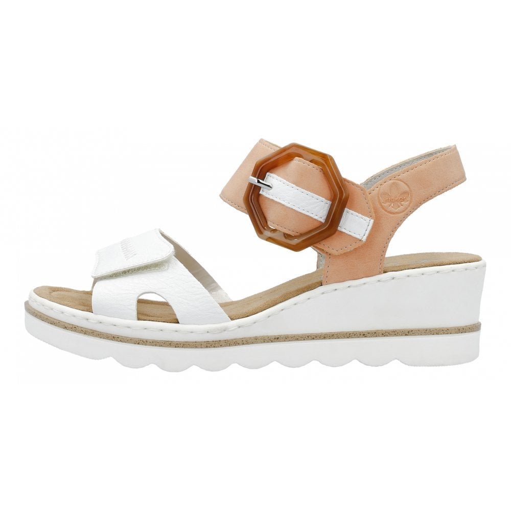 Rieker Wedge Sandal with Hook & Loop Fastening - Orange - image 003 |ww_colour=orange|ww_order=003|