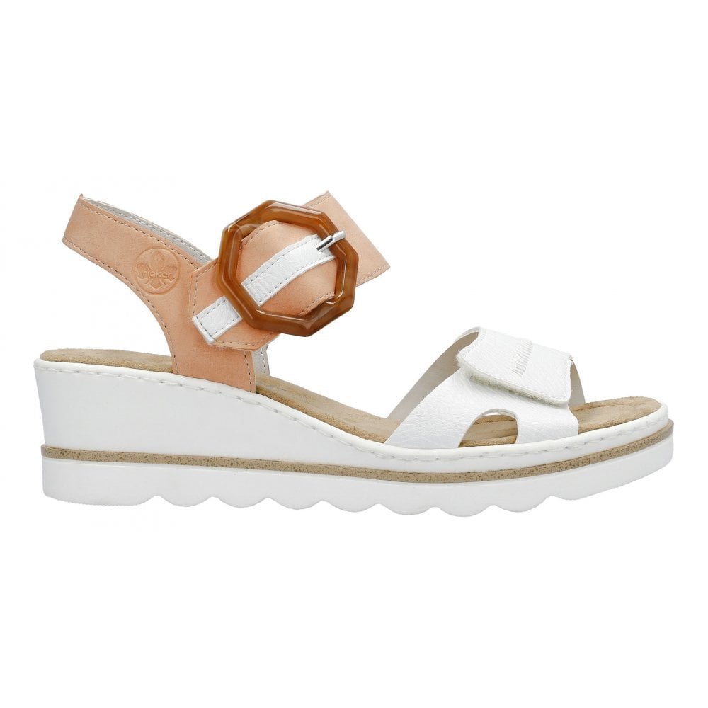 Rieker Wedge Sandal with Hook & Loop Fastening - Orange - image 007 |ww_colour=orange|ww_order=007|