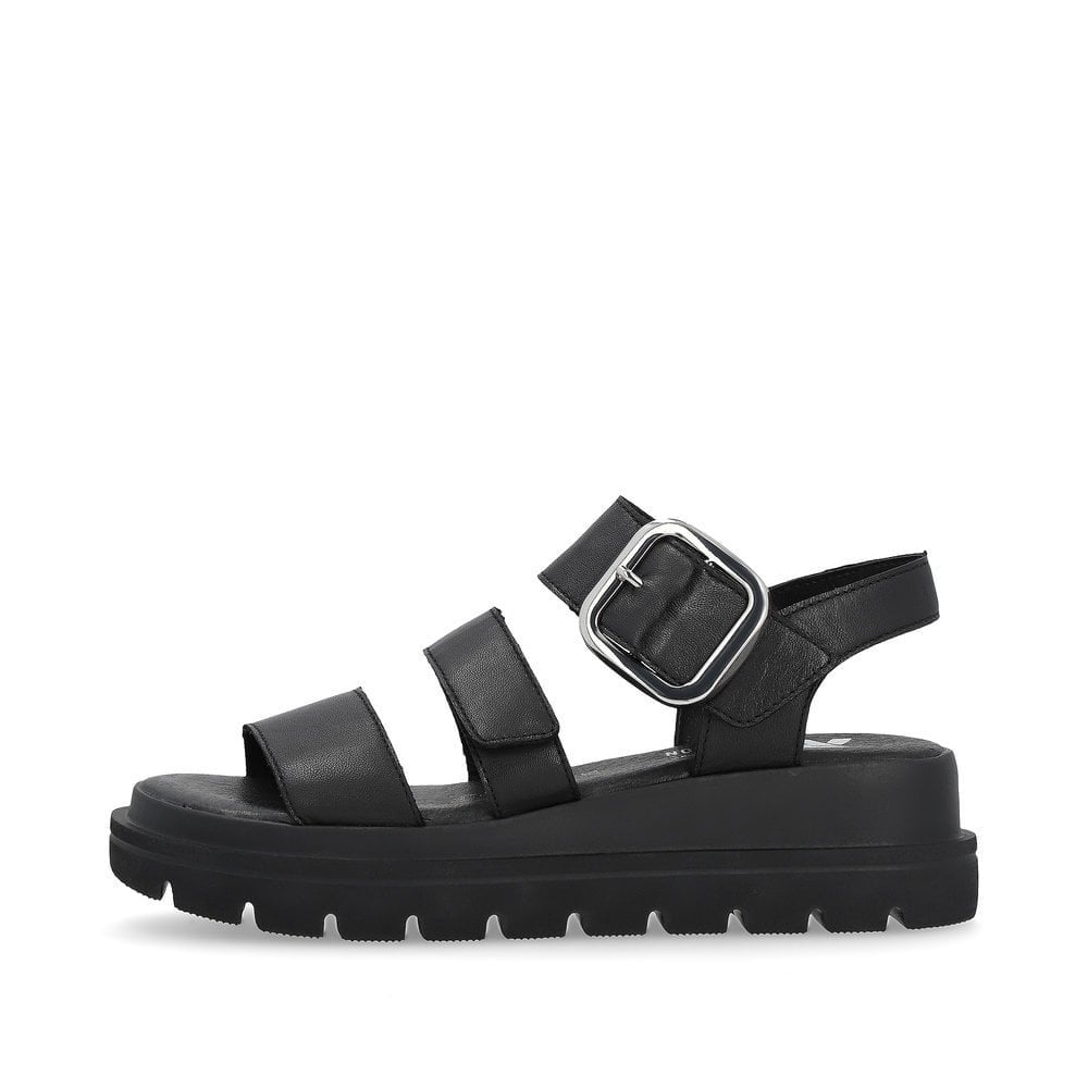 Rieker W1650 Touch Fastening Strap Sandal - Black - image 004 |ww_colour=black|ww_order=004|