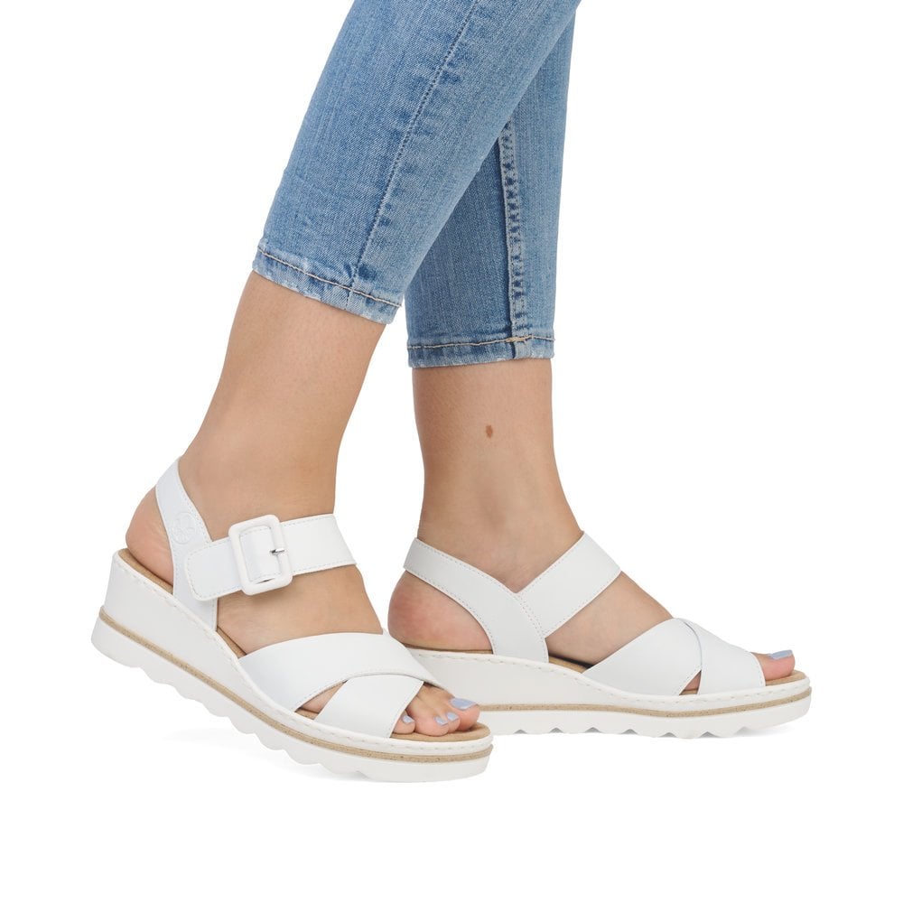 Rieker 67463 Wedge Sandal - White - image 002 |ww_colour=white|ww_order=002|