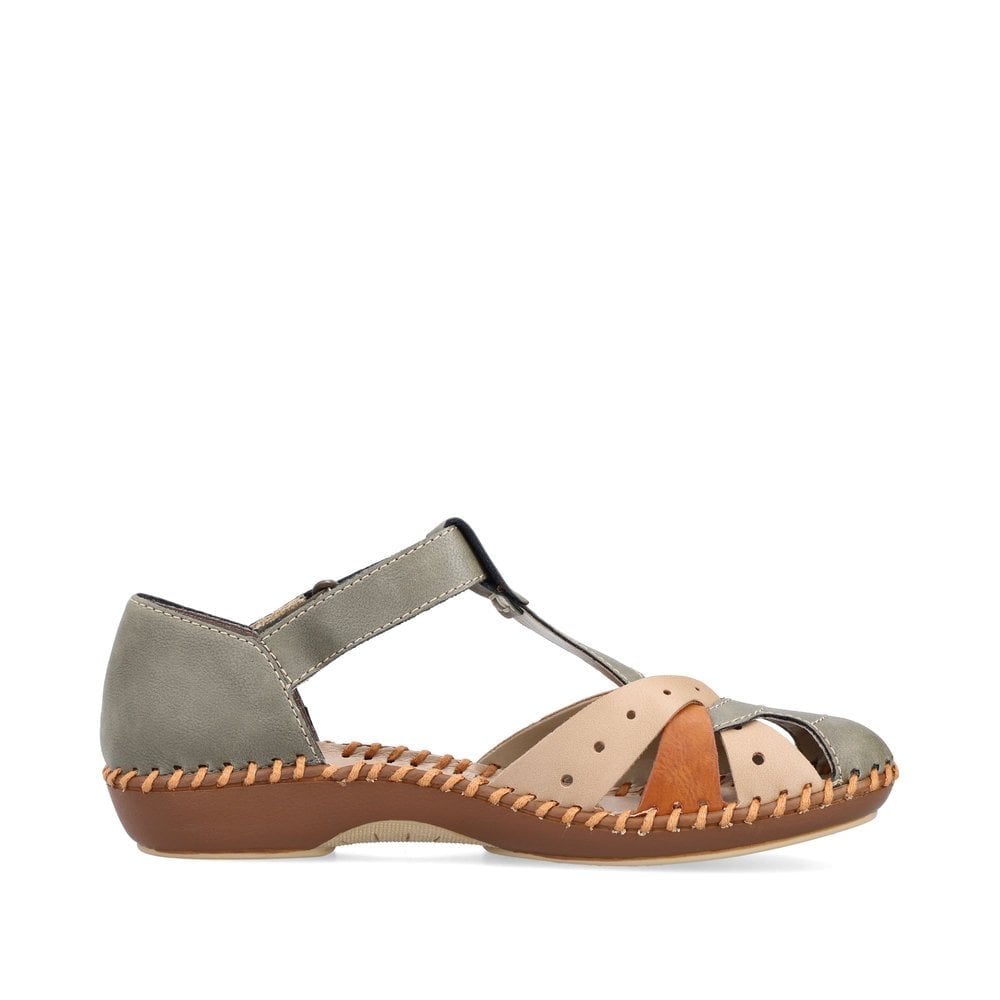 Rieker T Bar Summer Sandal - Green - image 002 |ww_colour=green|ww_order=002|