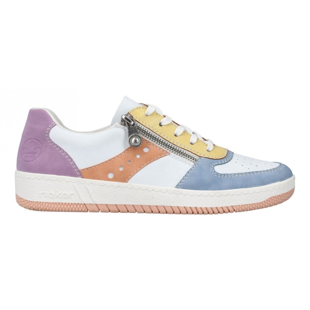 Rieker M5520 Zip/Lace-up Vegan Trainer - White Combi - image 002 |ww_colour=white-combi|ww_order=002|