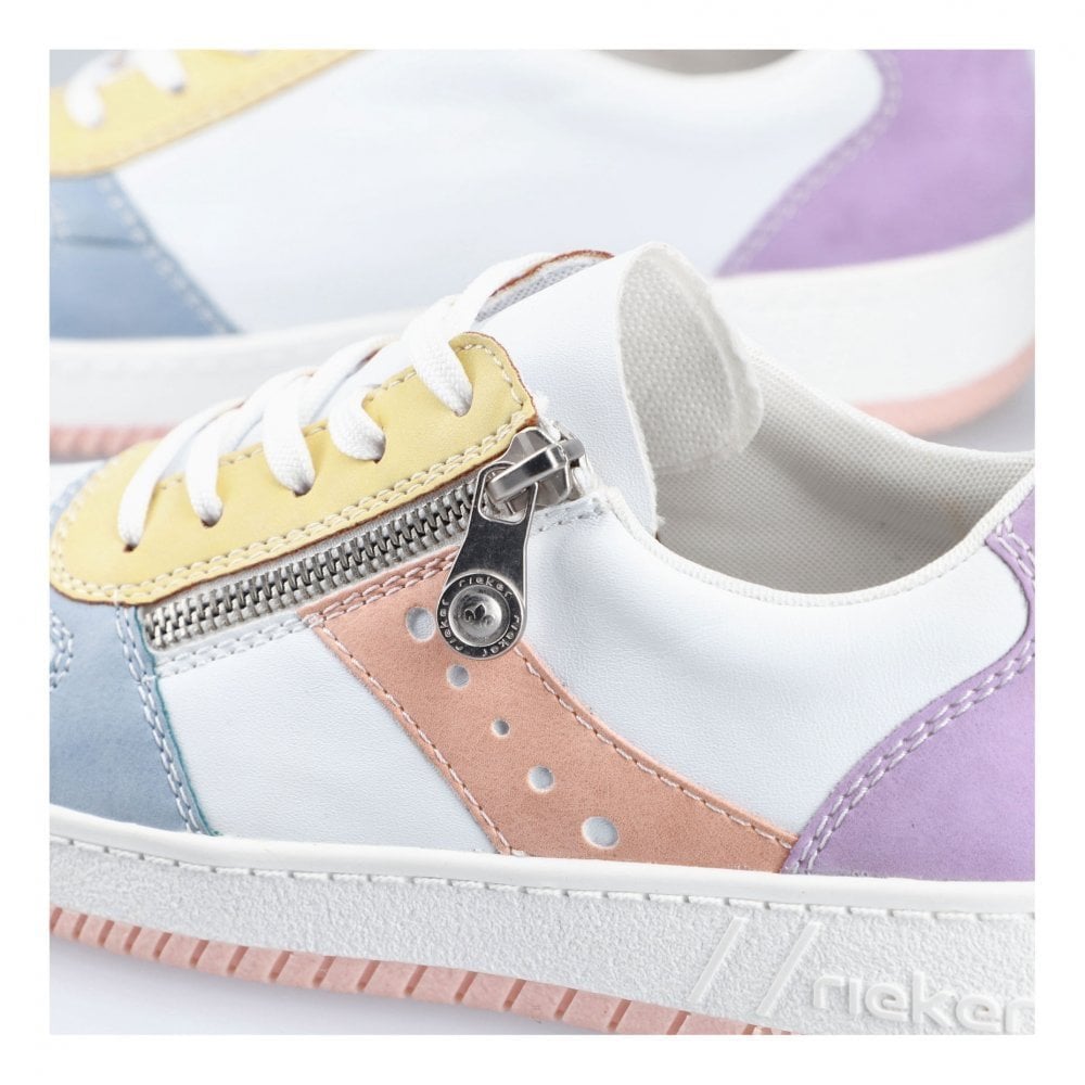 Rieker M5520 Zip/Lace-up Vegan Trainer - White Combi - image 003 |ww_colour=white-combi|ww_order=003|