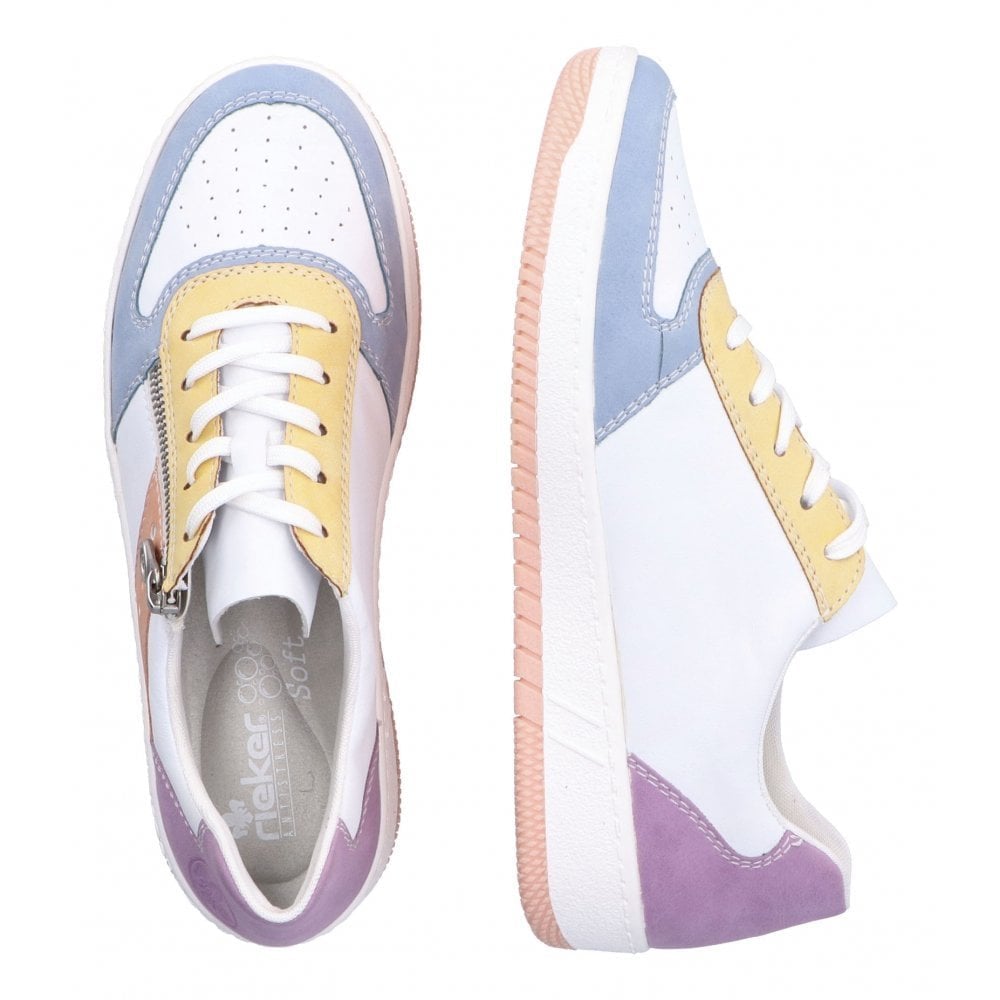 Rieker M5520 Zip/Lace-up Vegan Trainer - White Combi - image 004 |ww_colour=white-combi|ww_order=004|