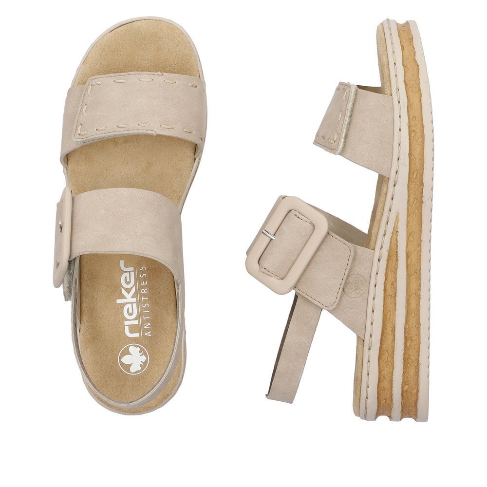 Rieker 62950 Hook & Loop Fastening Sandals - Beige - image 002 |ww_colour=beige|ww_order=002|
