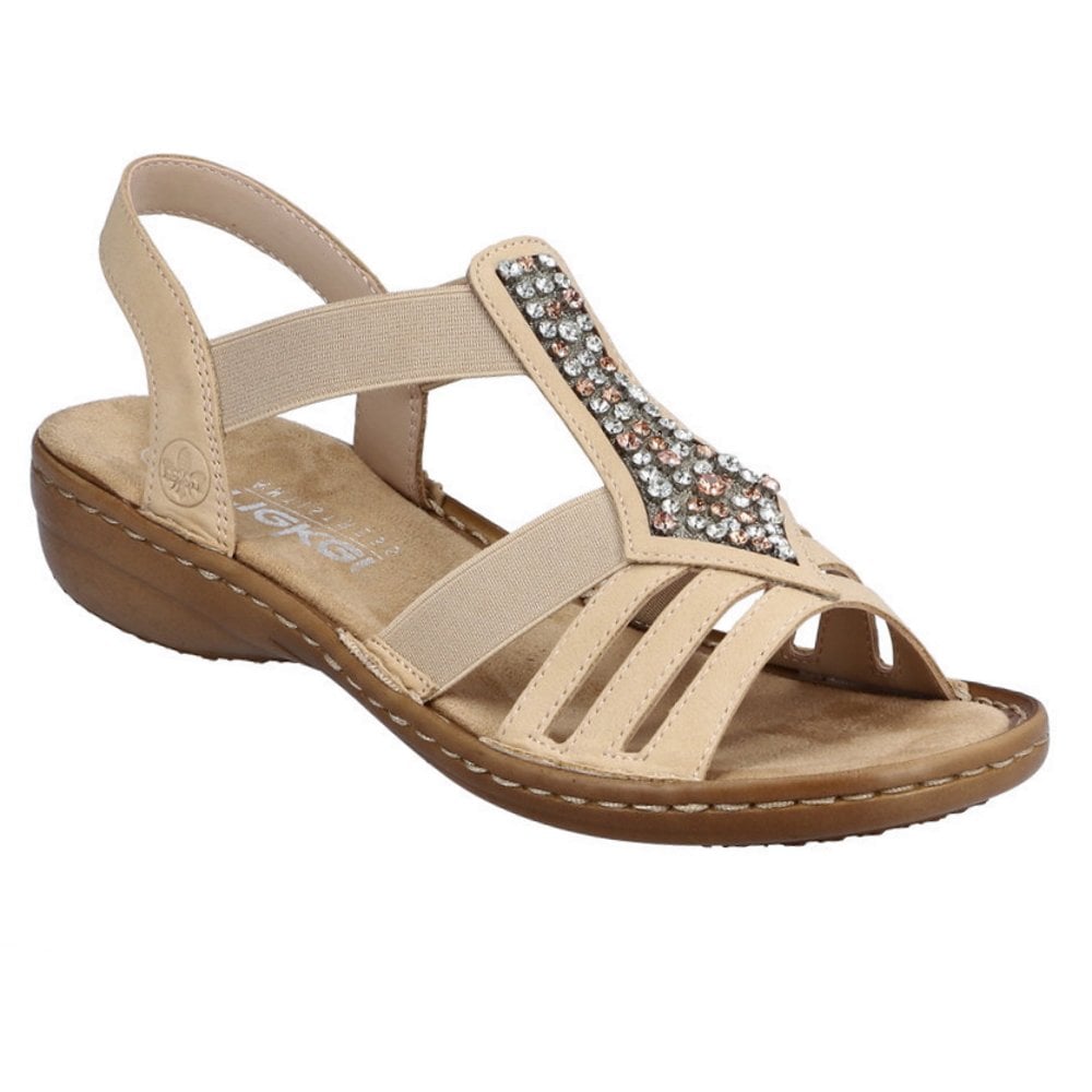 Rieker 60803 Elasticated Sparkle Sandal - Brown - image 001 |ww_colour=brown|ww_order=001|
