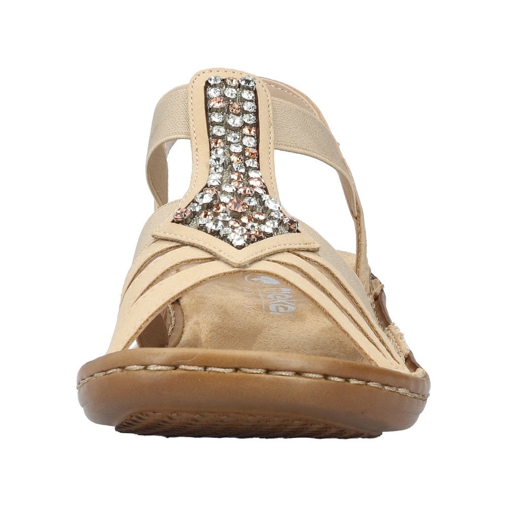 Rieker 60803 Elasticated Sparkle Sandal - Brown - image 002 |ww_colour=brown|ww_order=002|