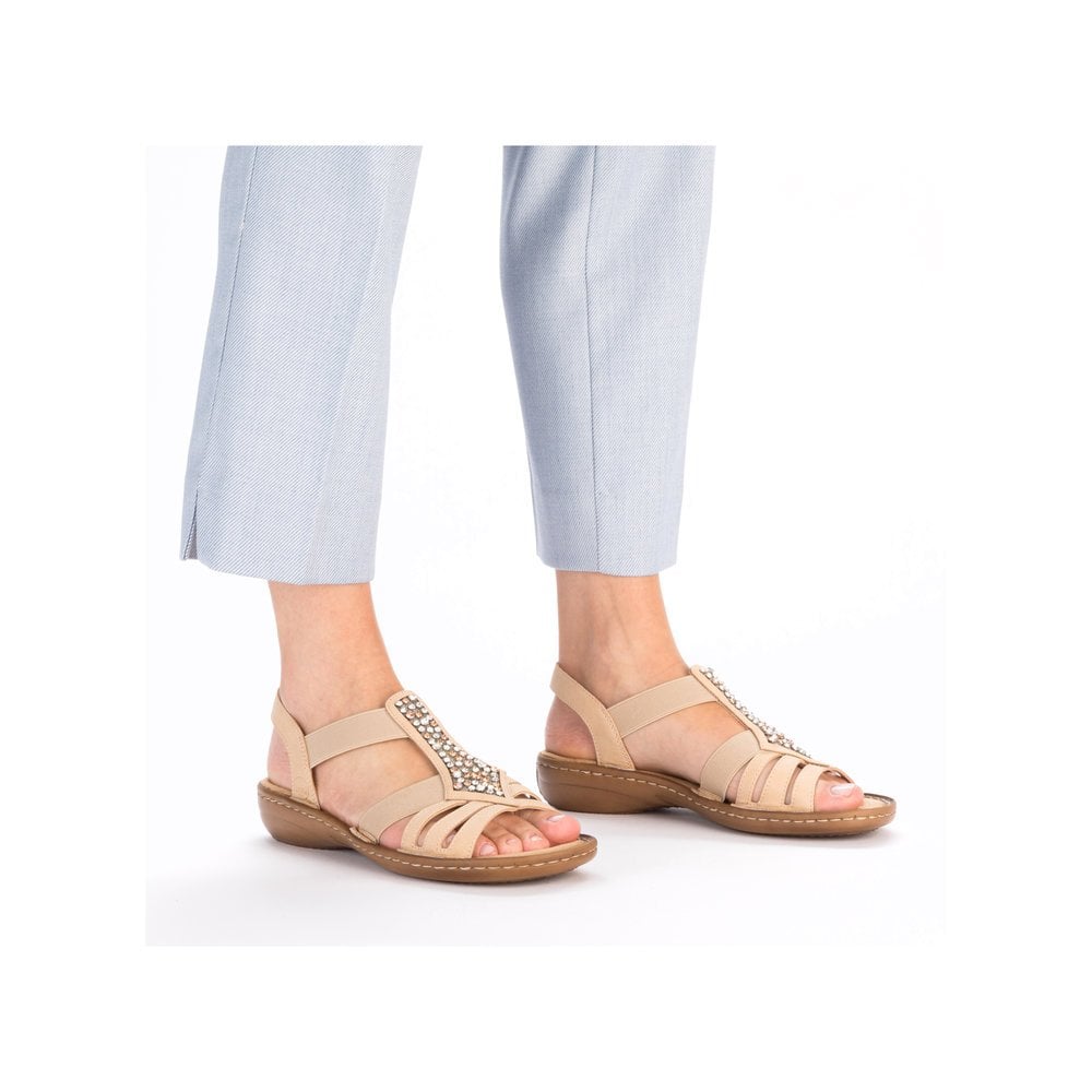 Rieker 60803 Elasticated Sparkle Sandal - Brown - image 008 |ww_colour=brown|ww_order=008|
