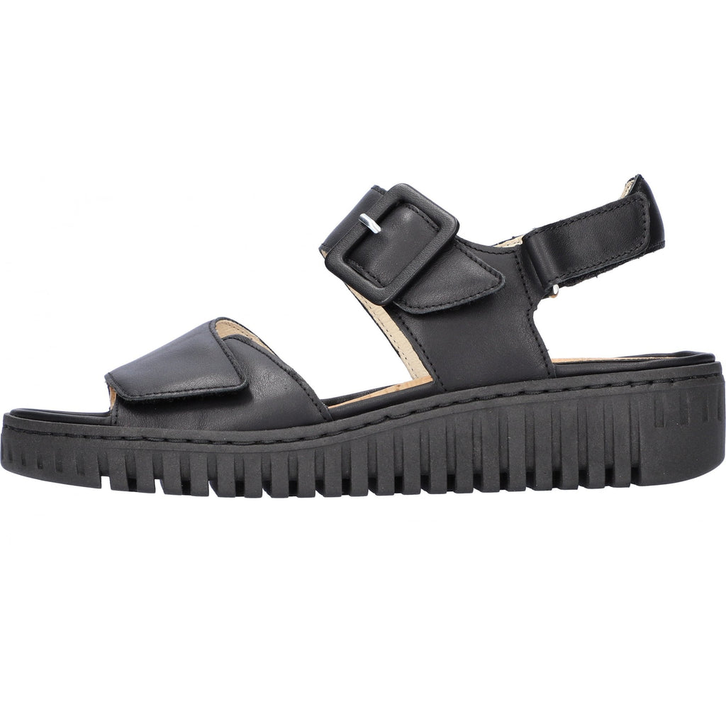 Waldlaufer 955004  Willow Leather Adjustable Wedge Sandal - Black - image 002 |ww_colour=black|ww_order=002|