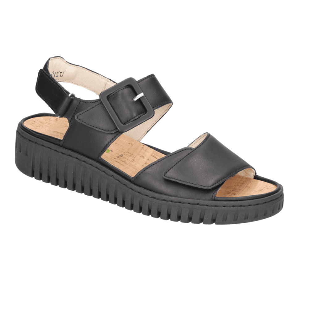 Waldlaufer 955004  Willow Leather Adjustable Wedge Sandal - Black - image 001 |ww_colour=black|ww_order=001|