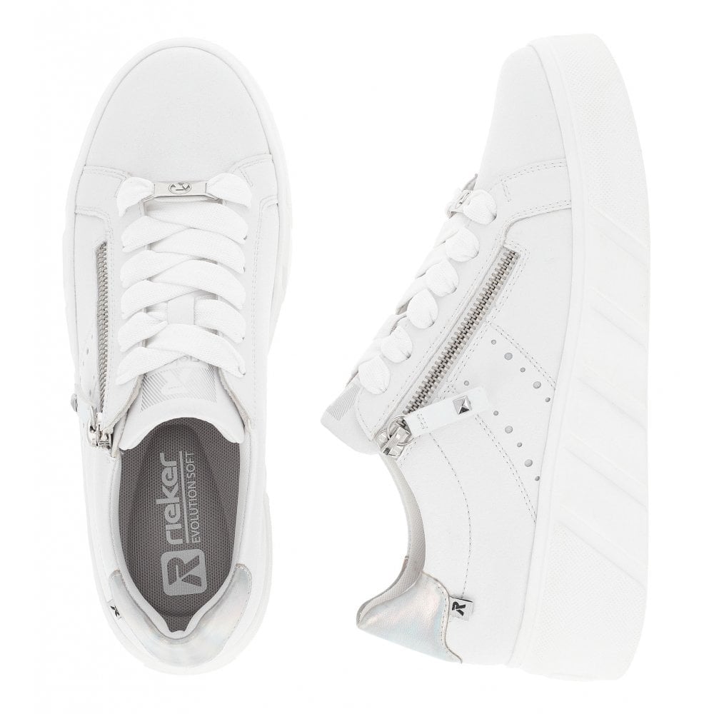 Rieker W0505 Lace/Zip Up Casual Shoe - White - image 005 |ww_colour=white|ww_order=005|