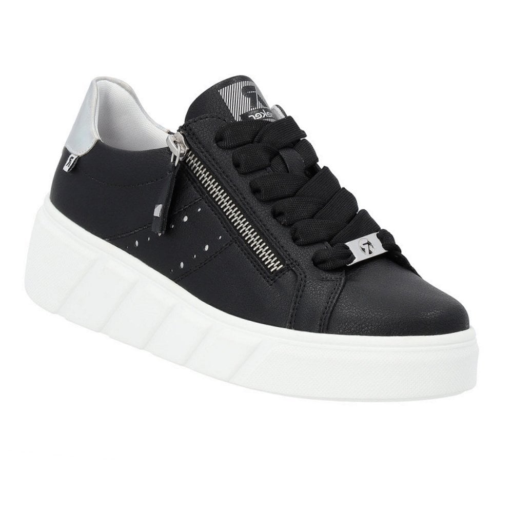 Rieker W0505 Lace/Zip Up Casual Shoe - Black - image 001 |ww_colour=black|ww_order=001|