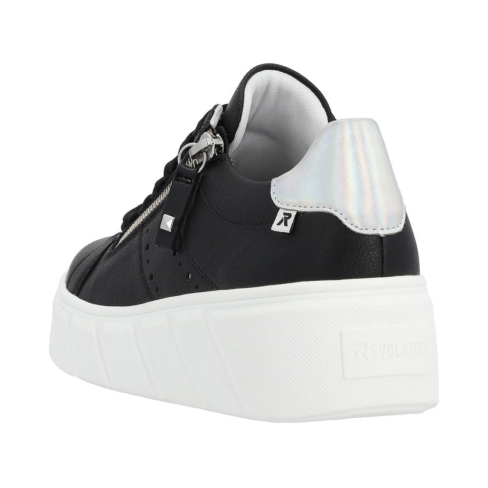 Rieker W0505 Lace/Zip Up Casual Shoe - Black - image 003 |ww_colour=black|ww_order=003|