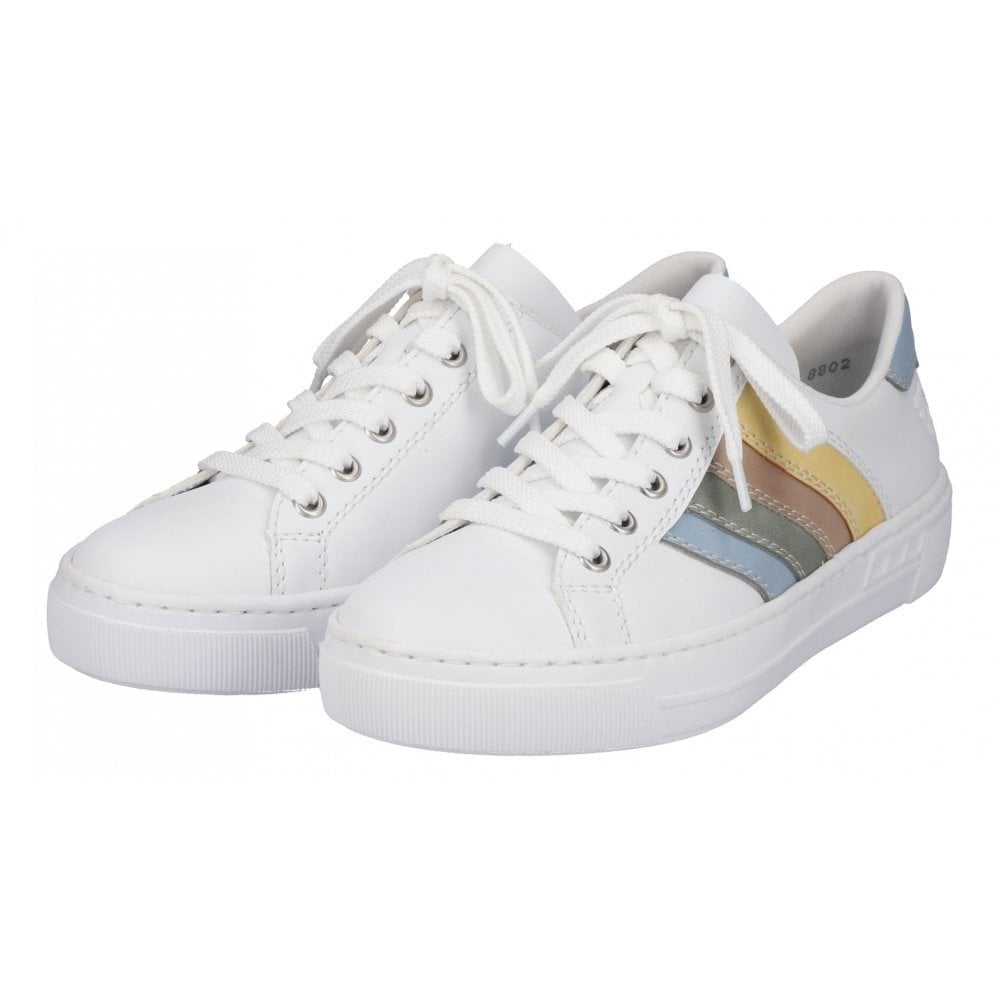 Rieker L8802 Lace Up Casual Shoe - White Combi - image 004 |ww_colour=white-combi|ww_order=004|