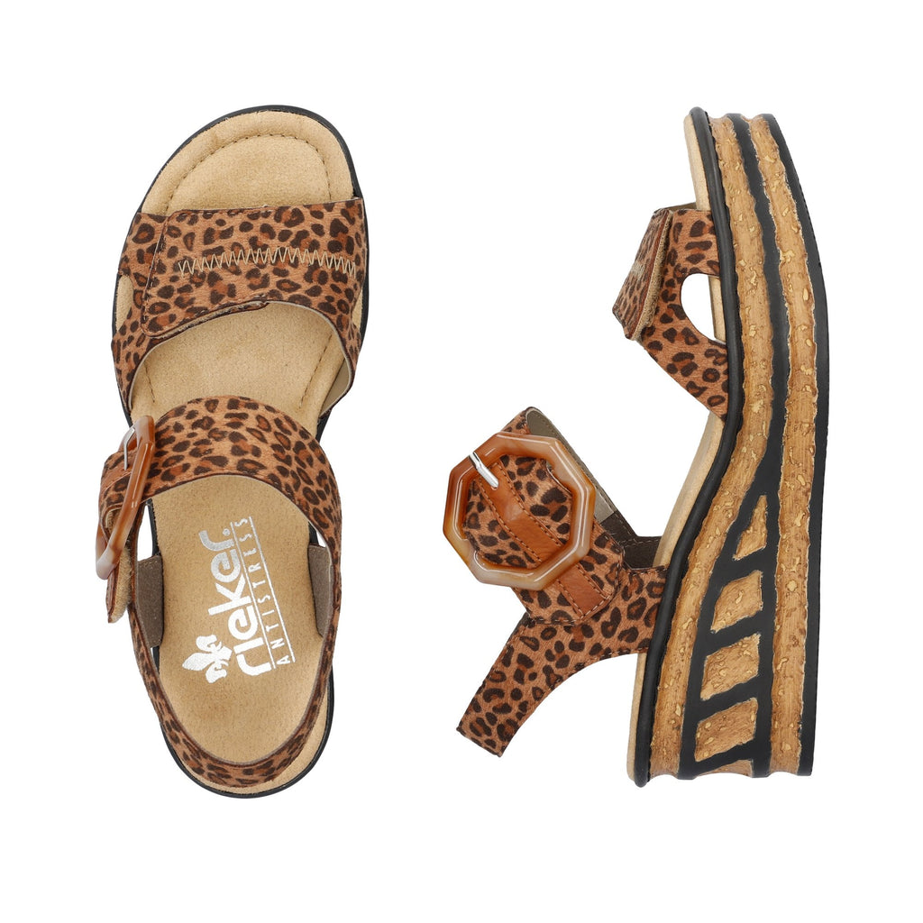 Rieker 68176 Wedge Hook and Loop Fastening Sandal - Brown Combi - image 004 |ww_colour=brown-combi|ww_order=004|