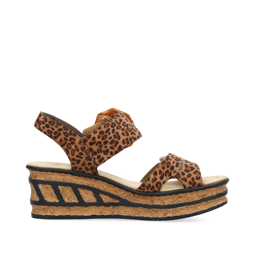 Rieker 68176 Wedge Hook and Loop Fastening Sandal - Brown Combi - image 005 |ww_colour=brown-combi|ww_order=005|