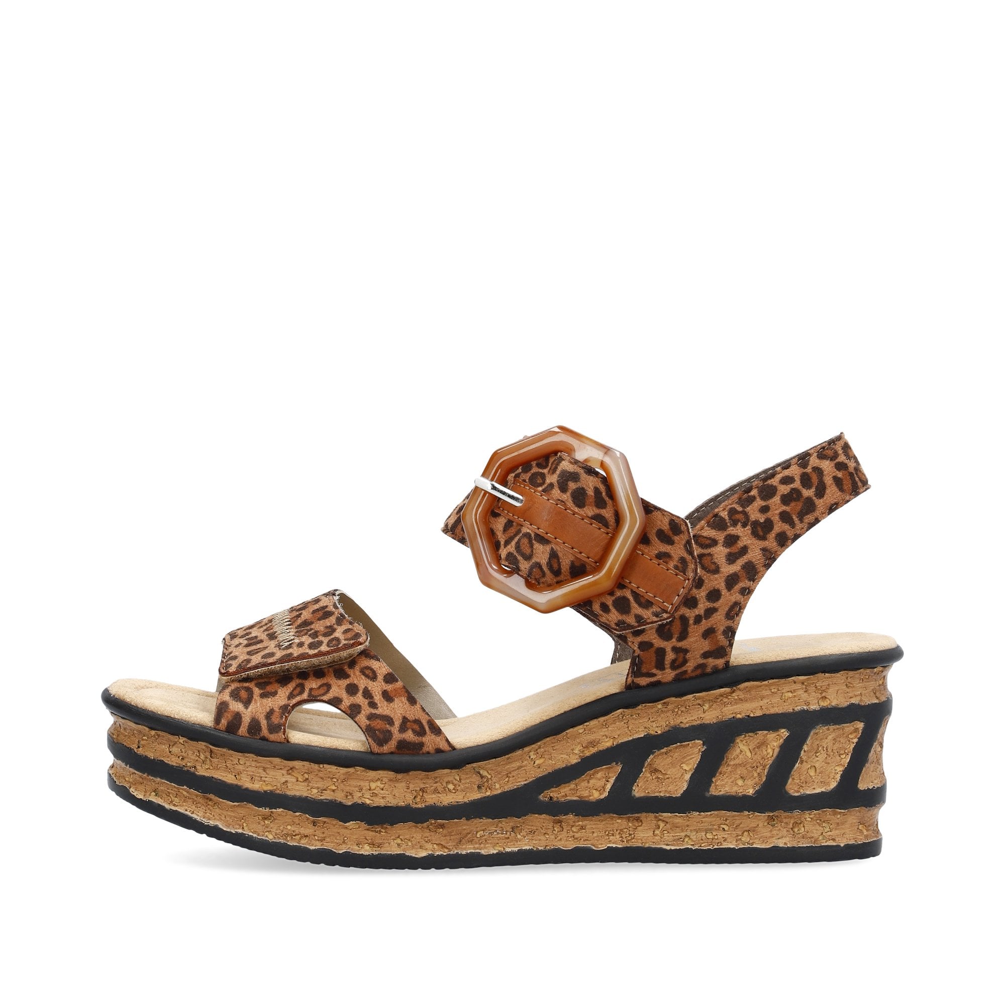 Rieker 68176 Wedge Hook and Loop Fastening Sandal - Brown Combi - image 006 |ww_colour=brown-combi|ww_order=006|