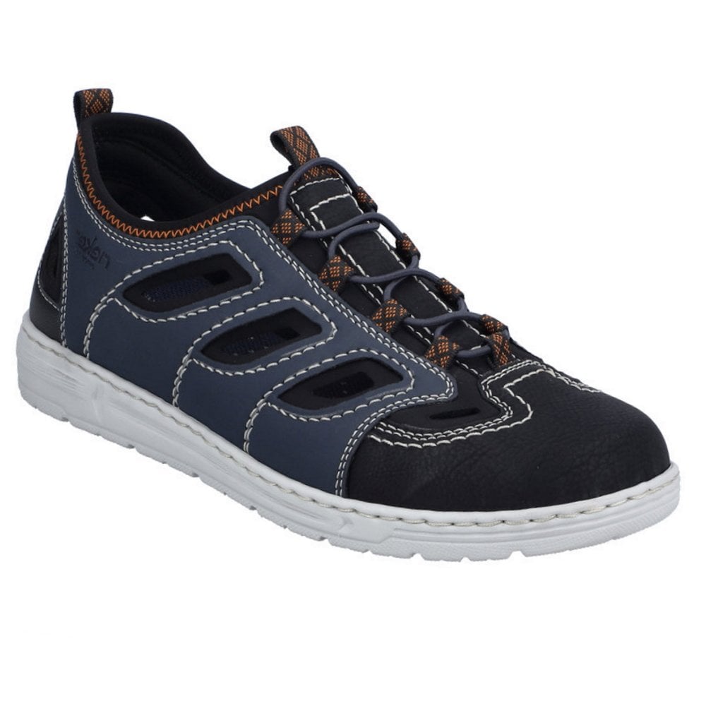 Rieker Slip On Casual Summer Shoe - Blue Combi - image 001 |ww_colour=blue-combi|ww_order=001|