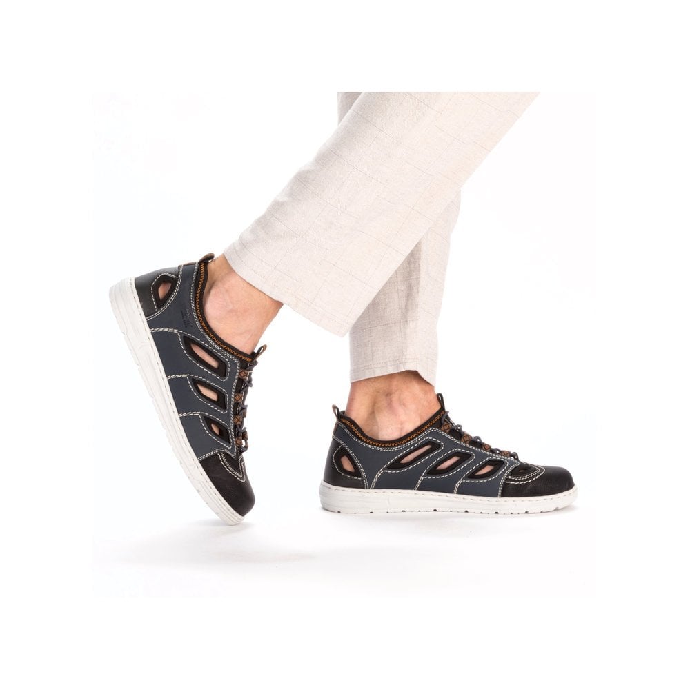 Rieker Slip On Casual Summer Shoe - Blue Combi - image 008 |ww_colour=blue-combi|ww_order=008|