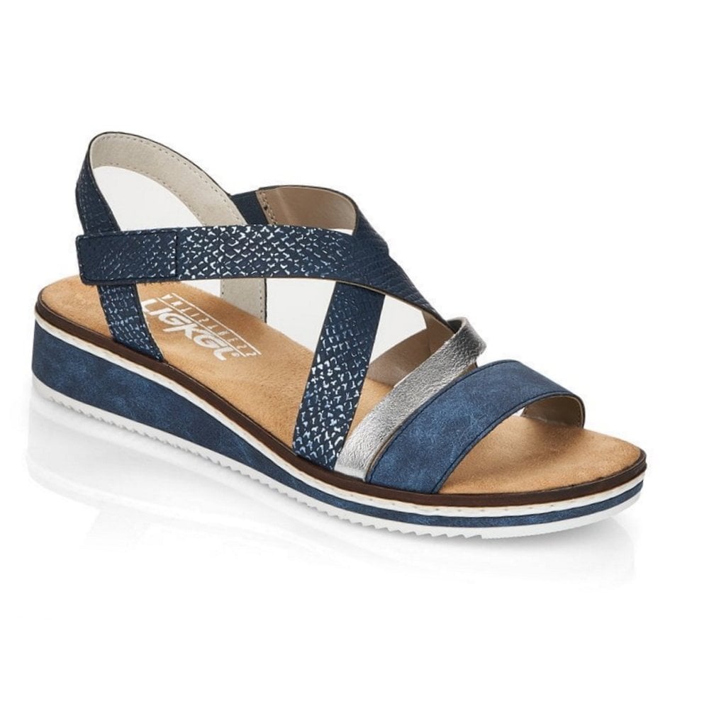 Rieker V3663 Hook & Loop Fastening Sandal - Blue Combi - image 001 |ww_colour=blue-combi|ww_order=001|