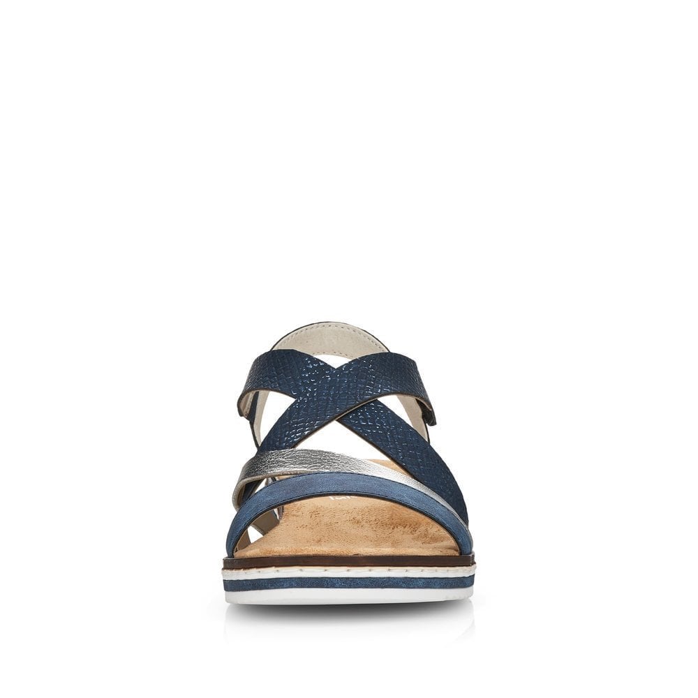 Rieker V3663 Hook & Loop Fastening Sandal - Blue Combi - image 002 |ww_colour=blue-combi|ww_order=002|