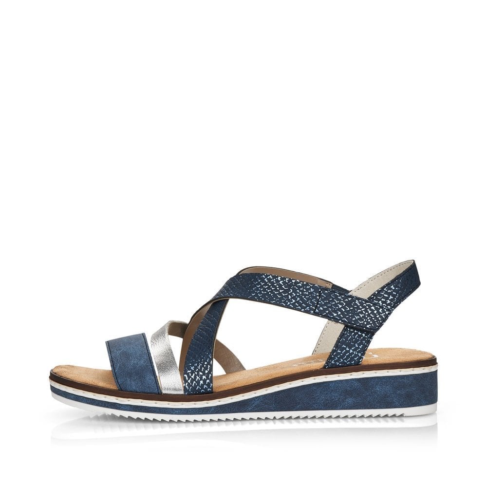 Rieker V3663 Hook & Loop Fastening Sandal - Blue Combi - image 003 |ww_colour=blue-combi|ww_order=003|