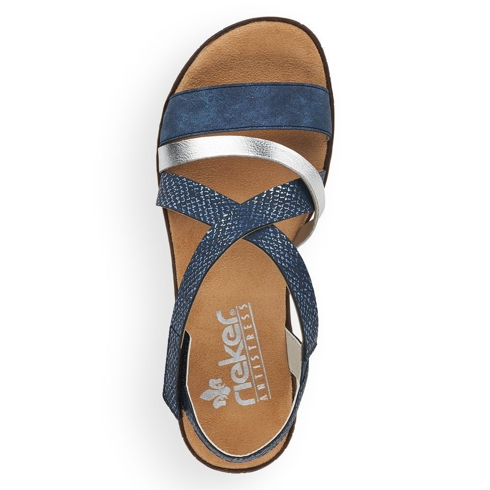 Rieker V3663 Hook & Loop Fastening Sandal - Blue Combi - image 004 |ww_colour=blue-combi|ww_order=004|