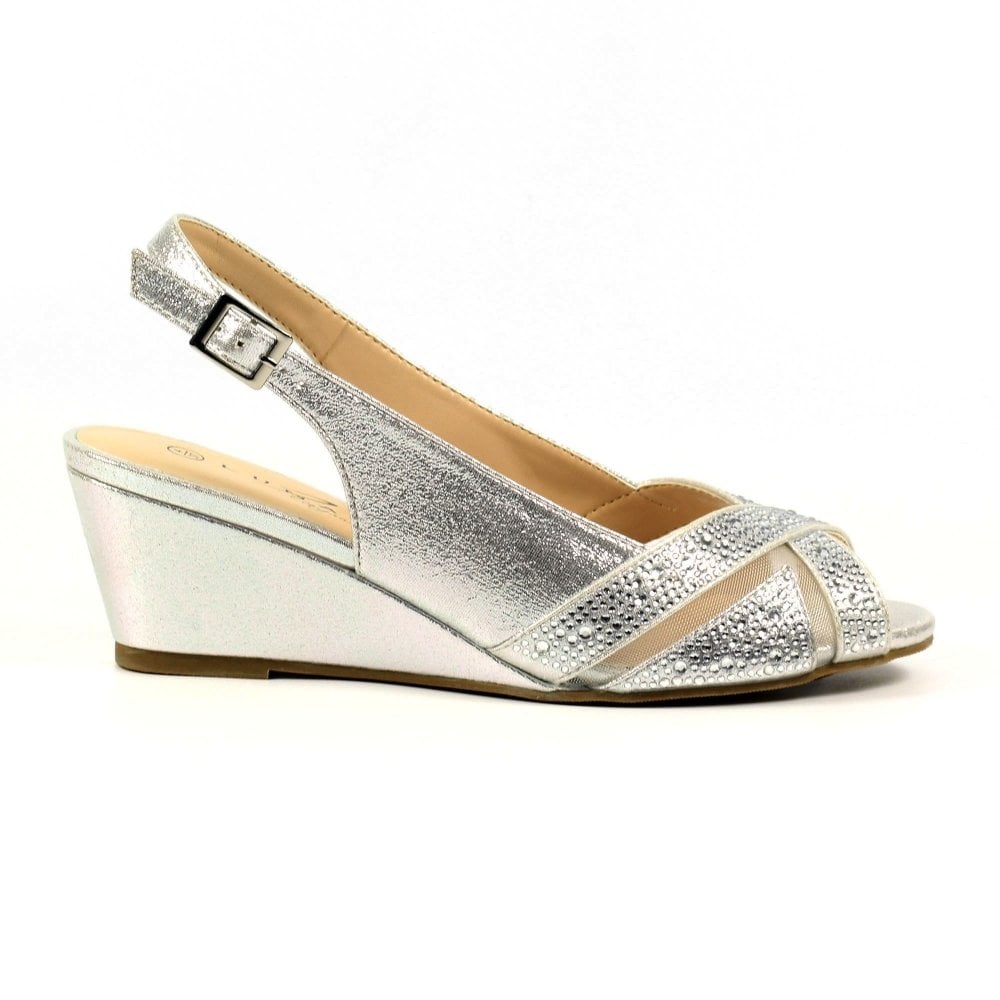 Lunar Emmerline Slingback Wedge Sandal - Silver - image 002 |ww_colour=silver|ww_order=002|