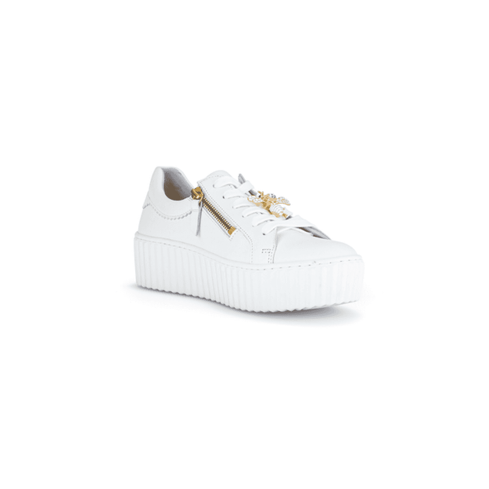Gabor Dolly Casual Lace Up/Zip Shoe Bee Detail - White - image 001 |ww_colour=white|ww_order=001|