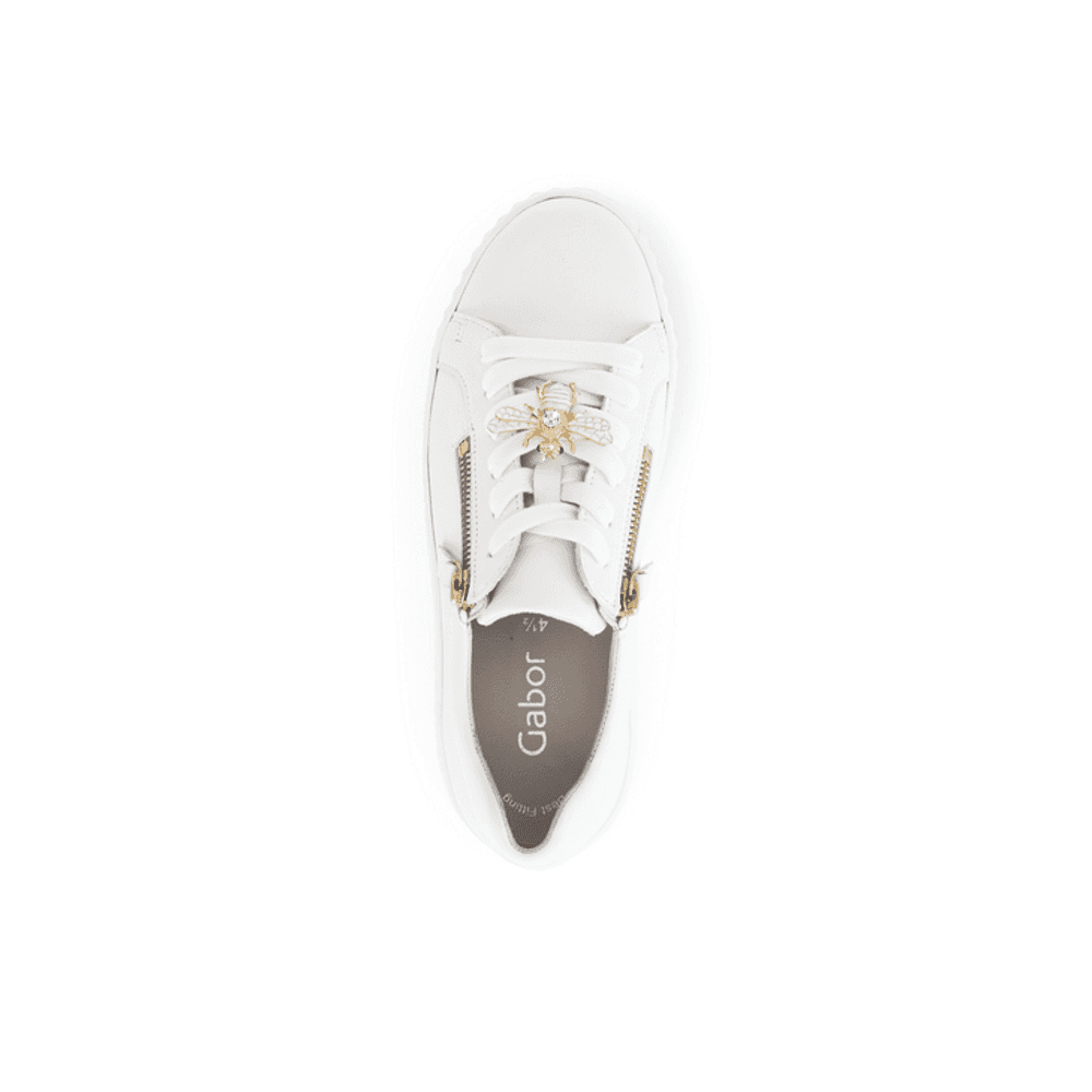 Gabor Dolly Casual Lace Up/Zip Shoe Bee Detail - White - image 003 |ww_colour=white|ww_order=003|