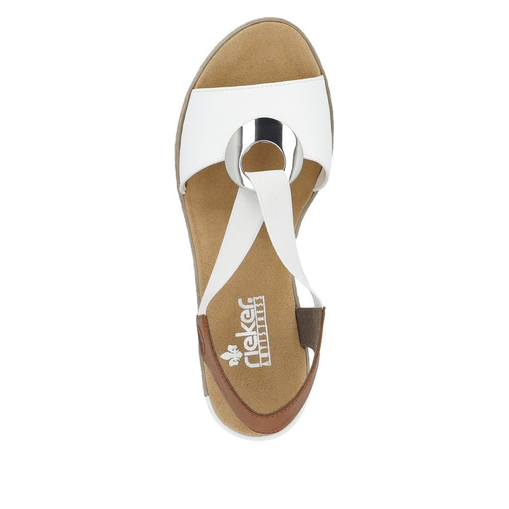 Rieker Slip On Wedge Sandal - White Combi - image 002 |ww_colour=white-combi|ww_order=002|