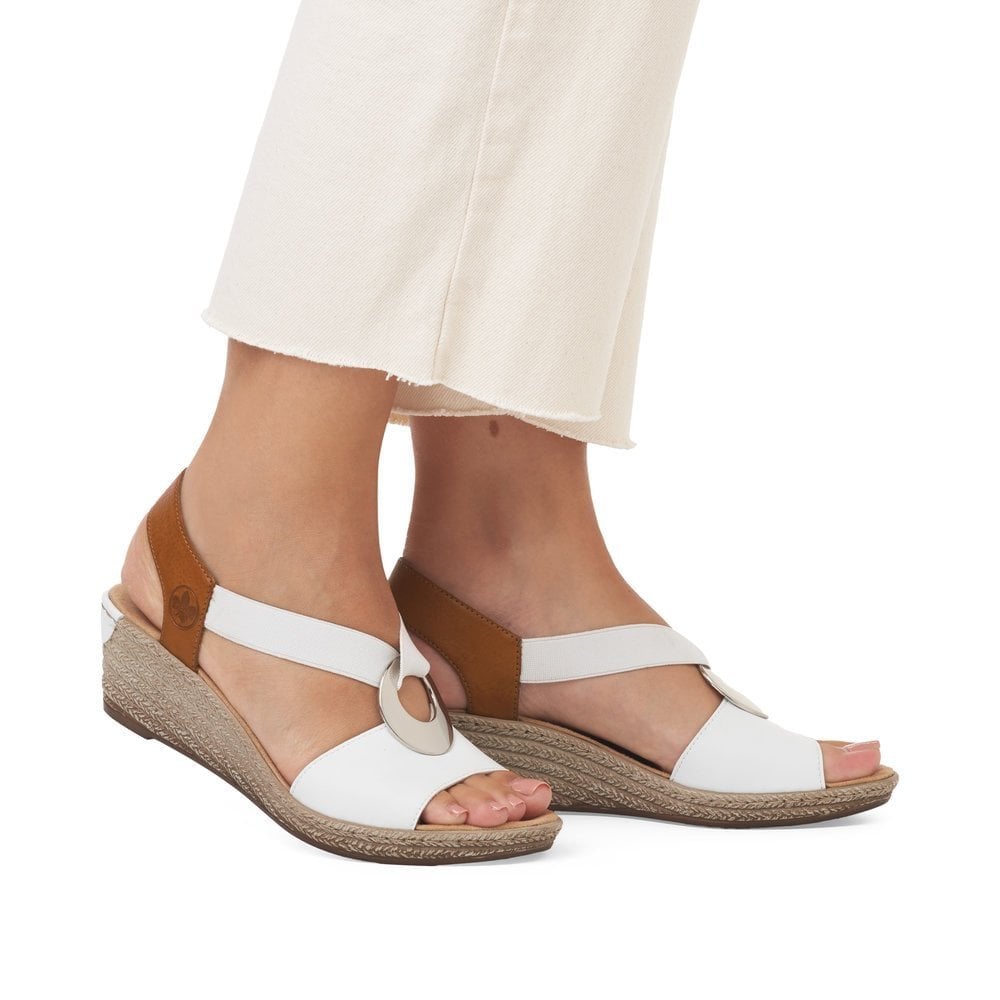 Rieker Slip On Wedge Sandal - White Combi - image 004 |ww_colour=white-combi|ww_order=004|