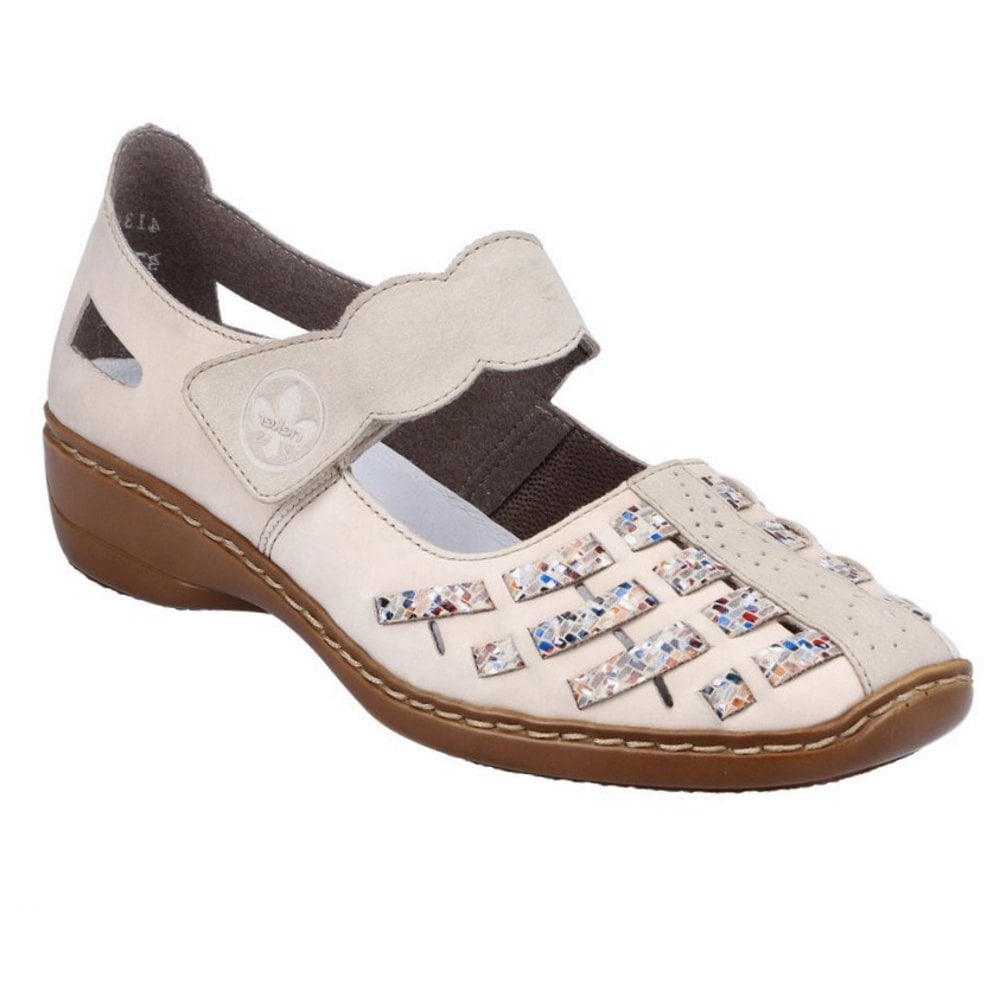 Rieker Hook & Loop Fastening Shoe - Beige - image 001 |ww_colour=beige|ww_order=001|
