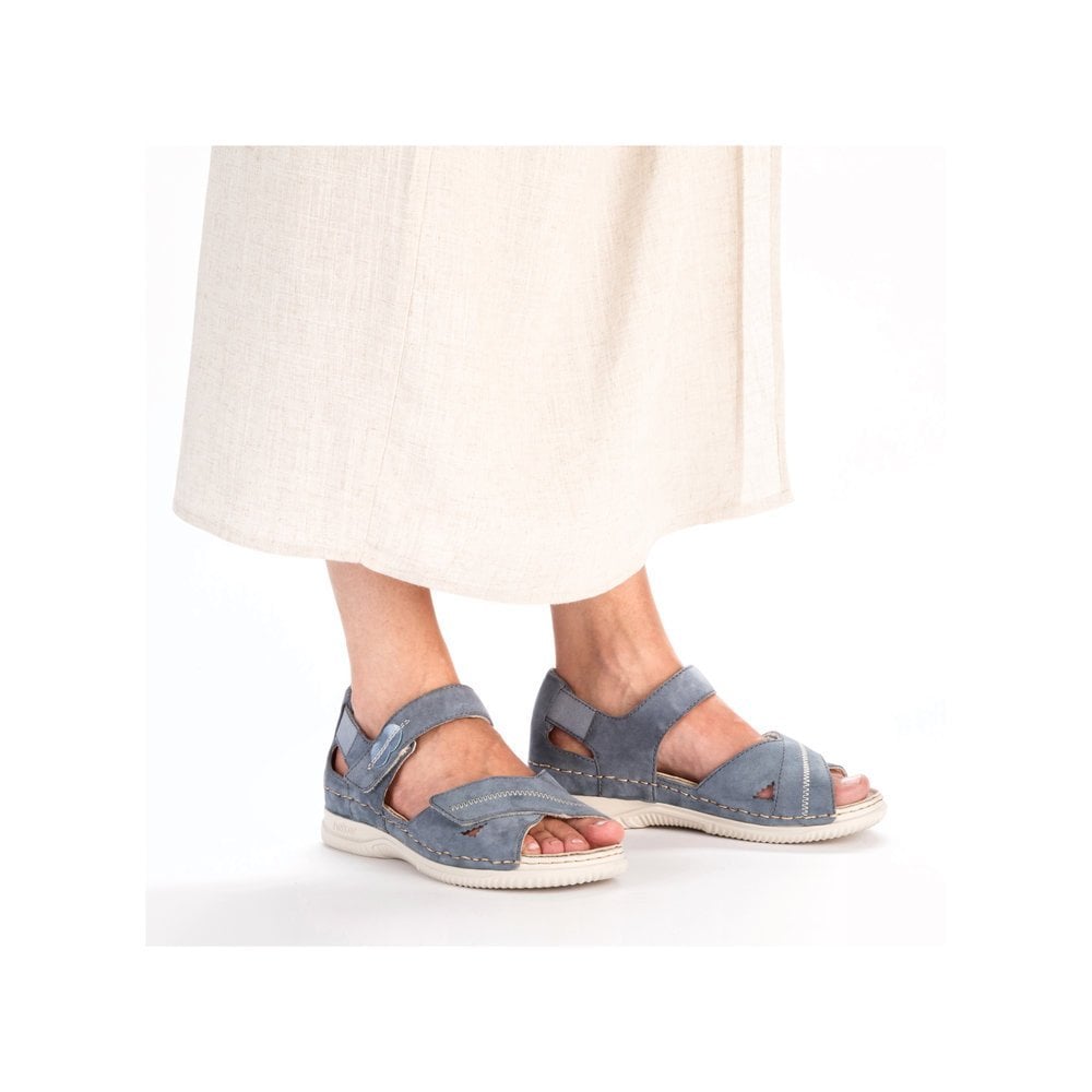 Rieker V7474 Wide Fit Heel In Adjustable Sandal - Blue - image 005 |ww_colour=blue|ww_order=005|