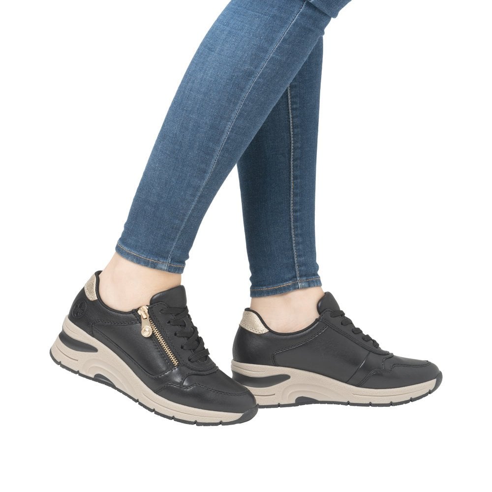 Rieker N9301 Zip Up/Lace Up Casual Shoe - Black - image 007 |ww_colour=black|ww_order=007|