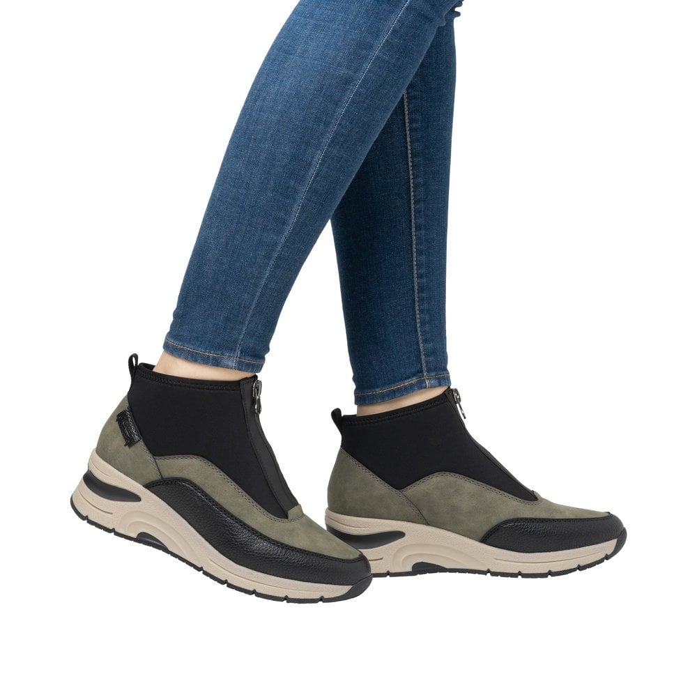 Rieker N9362 Athens Zip Up Ankle Boots - Green - image 002 |ww_colour=green|ww_order=002|