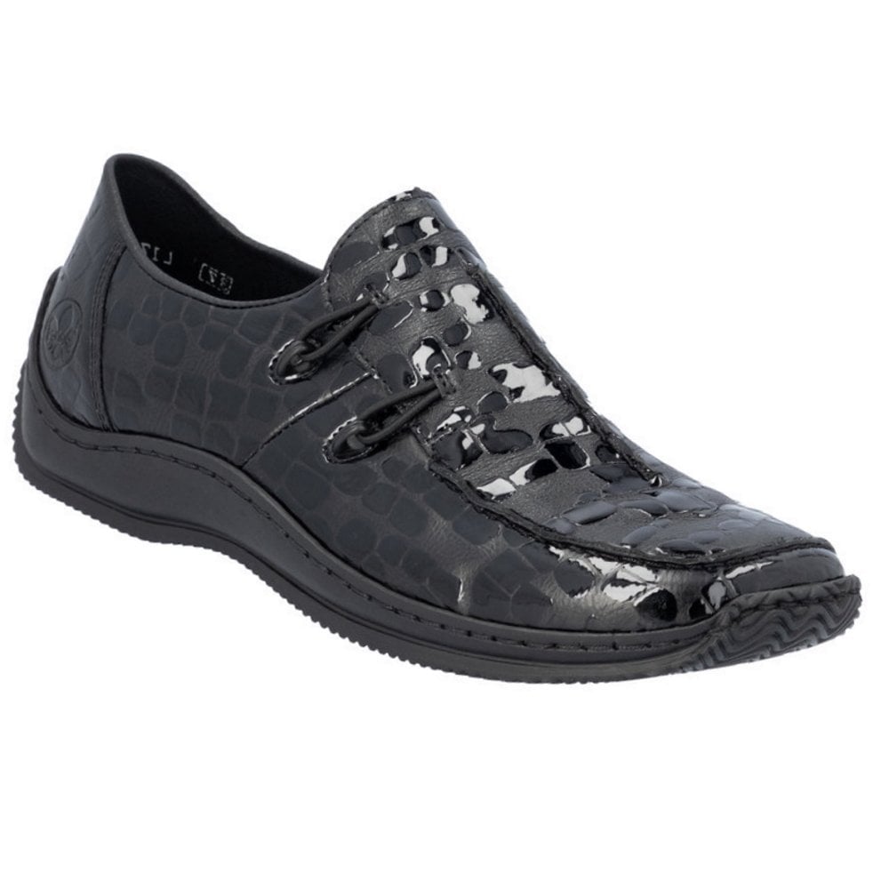 Rieker Celia Leather Shoe - Black Pat - image 001 |ww_colour=black-pat|ww_order=001|