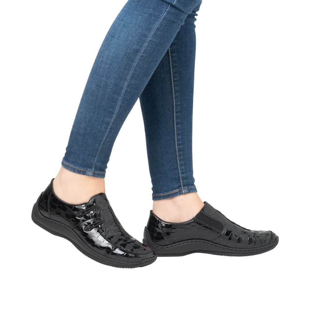 Rieker Celia Leather Shoe - Black Pat - image 002 |ww_colour=black-pat|ww_order=002|