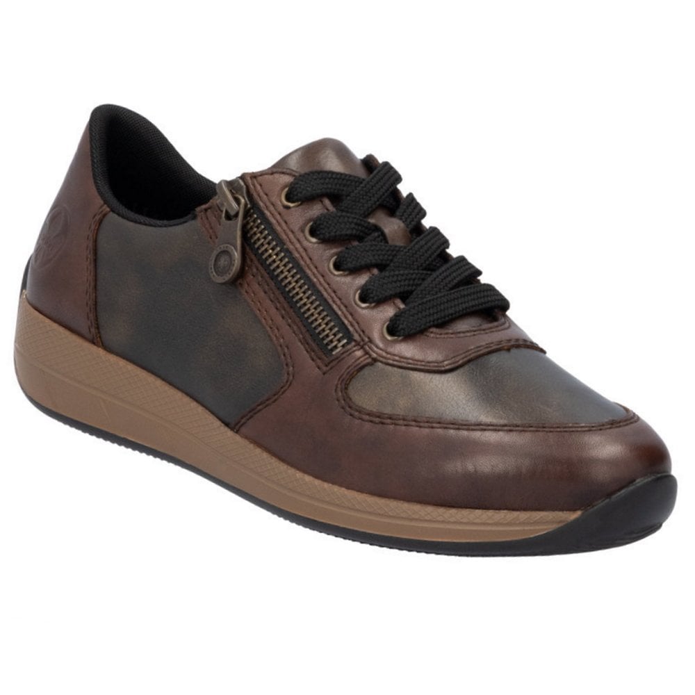 Rieker N1112 Casual Lace/Zip Up Shoe - Brown - image 001 |ww_colour=brown|ww_order=001|