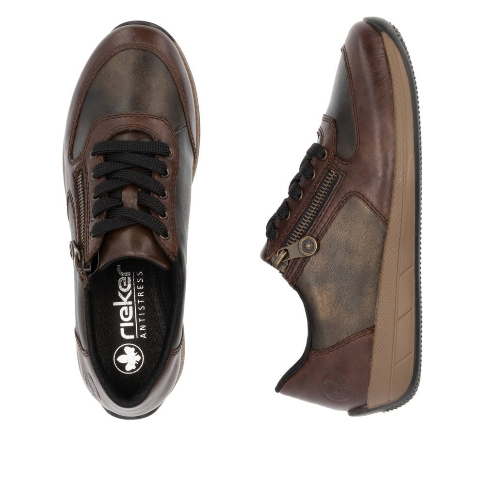 Rieker N1112 Casual Lace/Zip Up Shoe - Brown - image 007 |ww_colour=brown|ww_order=007|