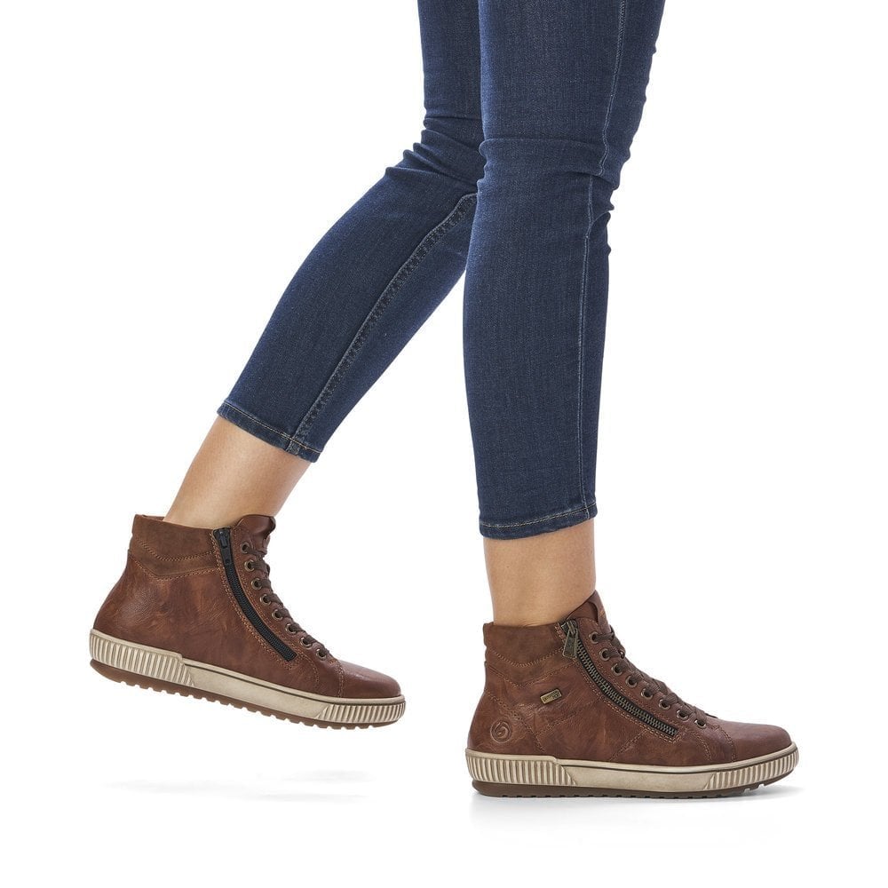 Remonte D0772 Lace/Zip Up Water Resistant Ankle Boot - Brown - image 002 |ww_colour=brown|ww_order=002|