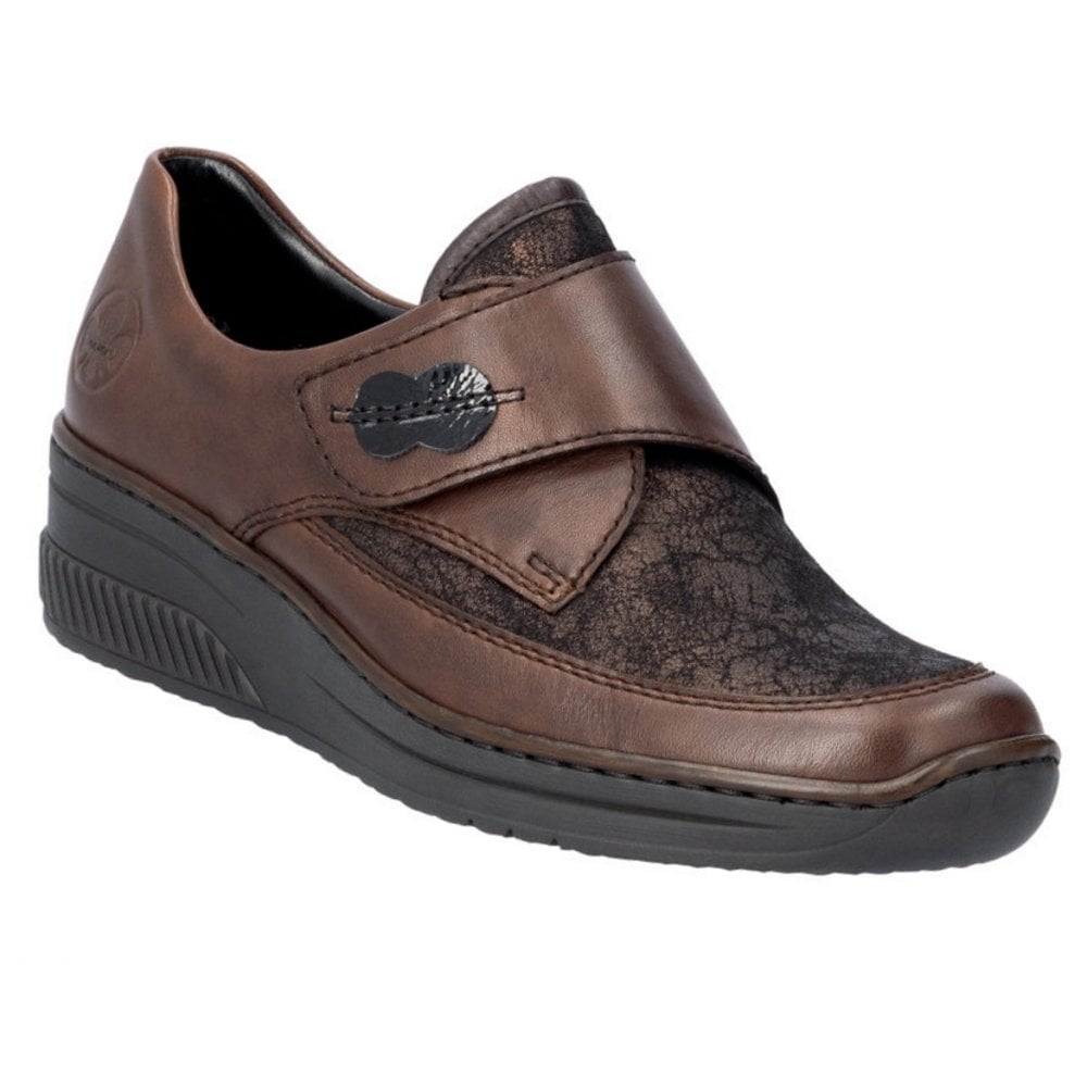 Rieker 487C0 Touch Strap Fastening Shoe - Brown - image 001 |ww_colour=brown|ww_order=001|