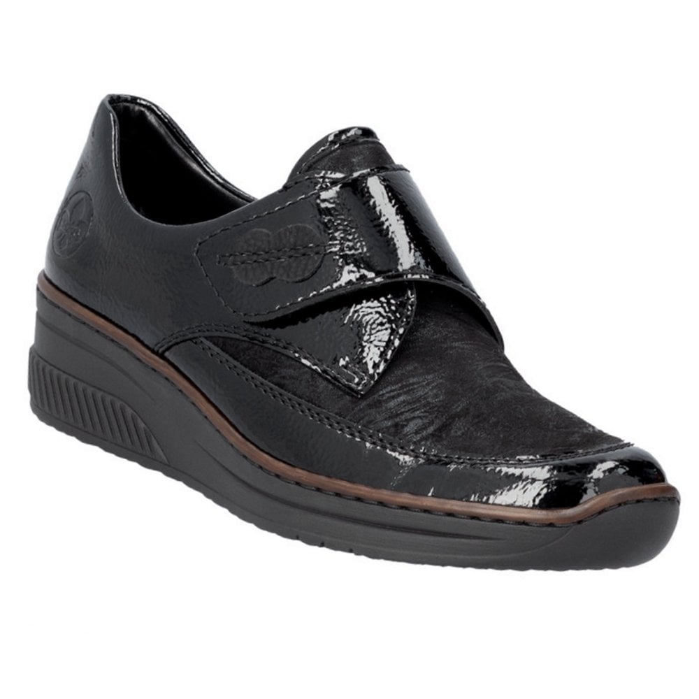 Rieker 487C0 Touch Strap Fastening Shoe - Black - image 001 |ww_colour=black|ww_order=001|