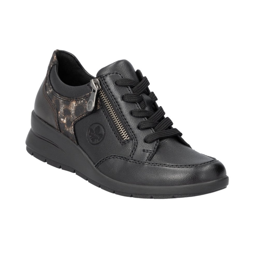 Rieker L4801 Lace & Zip Up Casual Shoe - Black - image 001 |ww_colour=black|ww_order=001|