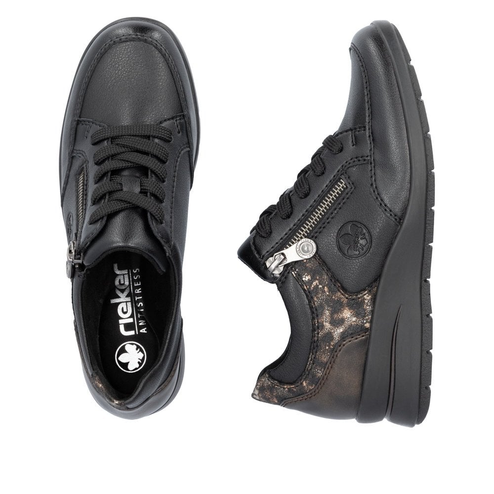 Rieker L4801 Lace & Zip Up Casual Shoe - Black - image 008 |ww_colour=black|ww_order=008|