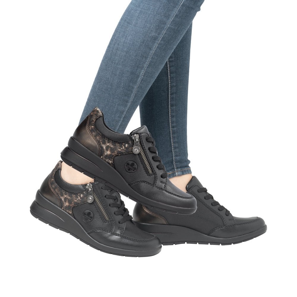 Rieker L4801 Lace & Zip Up Casual Shoe - Black - image 009 |ww_colour=black|ww_order=009|