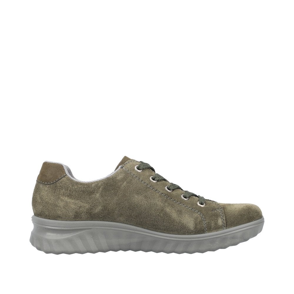 Rieker Etta 59000 Suede Zip/Lace-up Tex Trainer - Green - image 002 |ww_colour=green|ww_order=002|