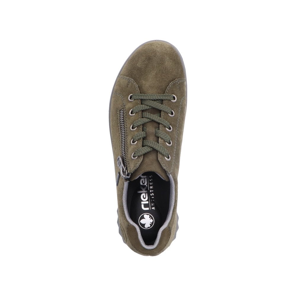 Rieker Etta 59000 Suede Zip/Lace-up Tex Trainer - Green - image 004 |ww_colour=green|ww_order=004|
