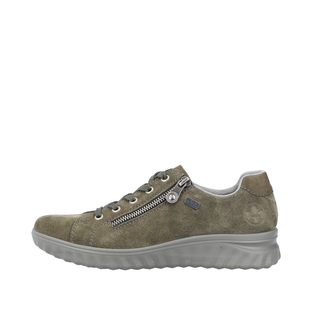 Rieker Etta 59000 Suede Zip/Lace-up Tex Trainer - Green - image 005 |ww_colour=green|ww_order=005|