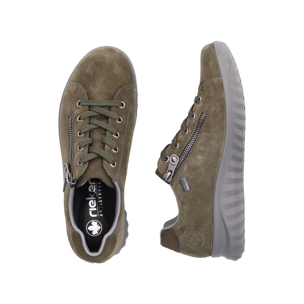Rieker Etta 59000 Suede Zip/Lace-up Tex Trainer - Green - image 008 |ww_colour=green|ww_order=008|